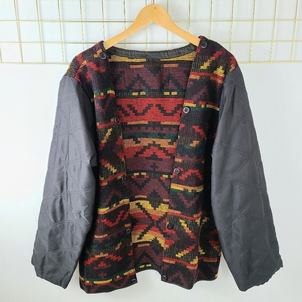 Woolrich Aztec Vintage Blanket Quilted Sleeve Made In USA Liner Jacket